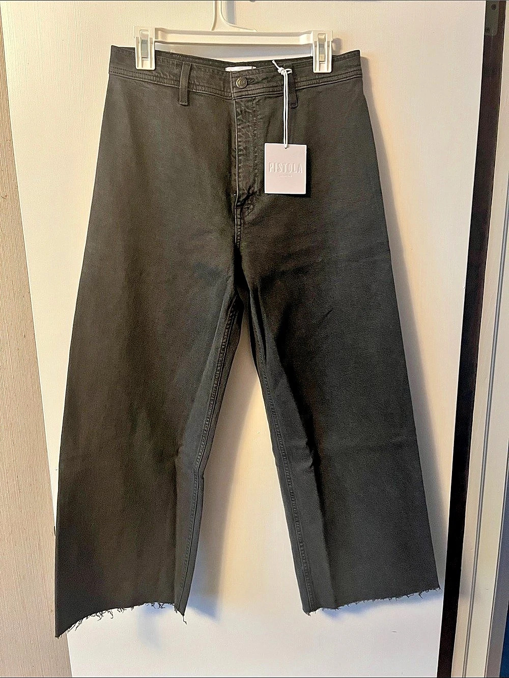 Pistola Penny Crop High-Rise Wide Leg Jean Black Acid Wash